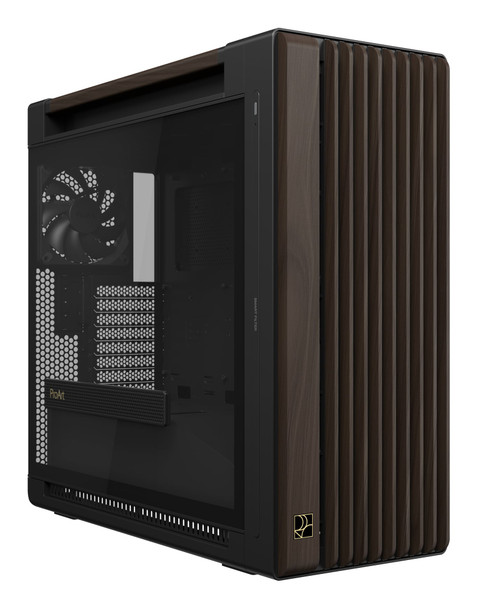 ASUS ProArt PA602 Wood Edition E-ATX Mid Tower PC Case, Tempered Glass, 2x 200mm Fans, Modern Black - 90DC00J0-B09030