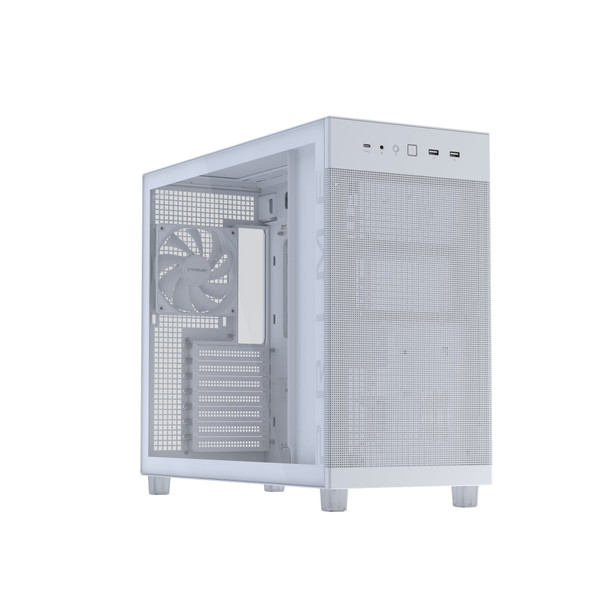 ASUS Prime AP303 ATX Mid Tower PC Case, Tempered Glass Panel, 360mm Radiator Support, White - 90DC00V3-B39010