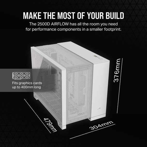 Corsair 2500D AIRFLOW Micro-ATX Dual-Chamber PC Case, Mesh Panels, Tempered Glass, White - CC-9011264-WW – image 6