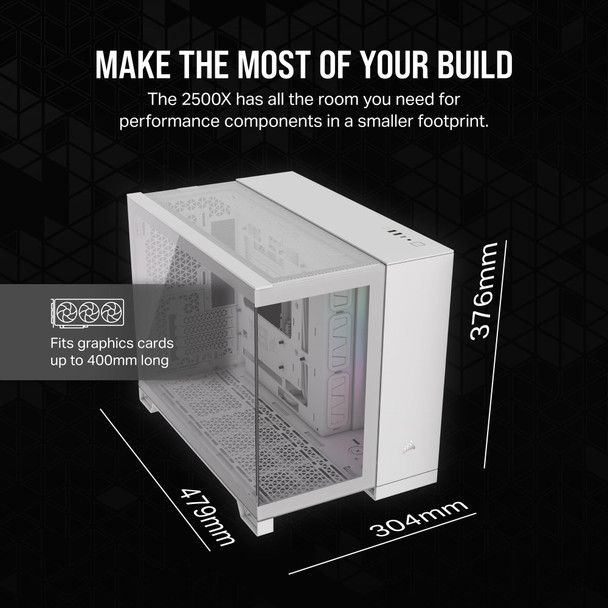 Corsair iCUE LINK 2500X RGB Micro-ATX Dual-Chamber PC Case, Tempered Glass, 2x RX120 RGB Fans, White - CC-9011268-WW – image 7