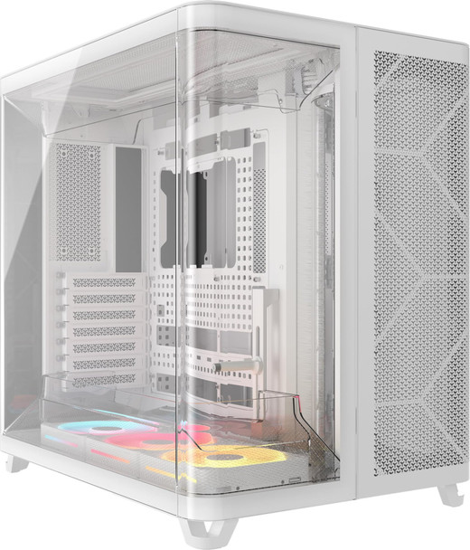 Corsair AIR 5400 LX-R RGB iCUE LINK Triple-Chamber Mid Tower PC Case, 3x LX-R RGB Fans, White - CC-9011321-WW
