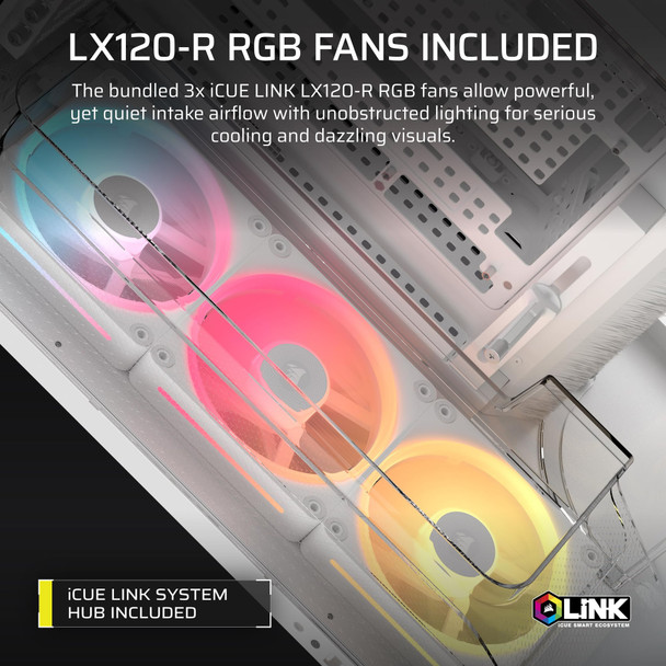 Corsair AIR 5400 LX-R RGB iCUE LINK Triple-Chamber Mid Tower PC Case, 3x LX-R RGB Fans, White - CC-9011321-WW – image 6
