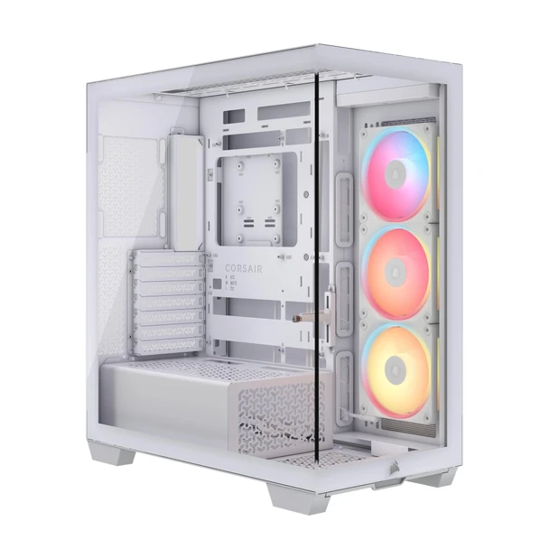 Corsair 3500X LX-R RGB iCUE LINK Mid Tower PC Case, Panoramic Glass, 3x LX120-R RGB Fans, White - CC-9011325-WW