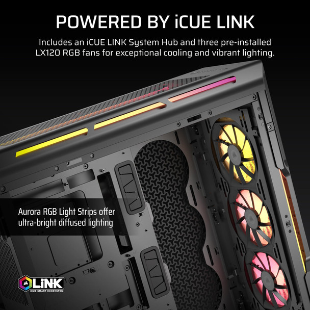 Corsair iCUE LINK 5000T LX RGB Mid Tower PC Case, 3x LX120 RGB Fans, E-ATX Support, Black - CC-9011298-WW – image 3