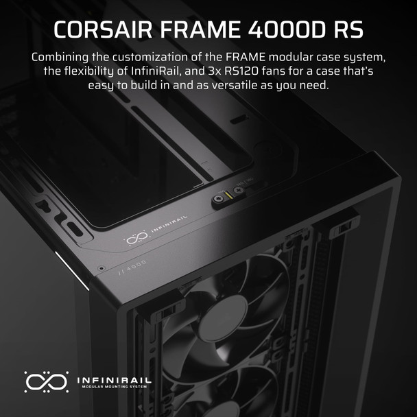 Corsair FRAME 4000D RS Modular Mid Tower PC Case, 3x RS120 Fans, E-ATX Support, InfiniRail, Black - CC-9011312-WW – image 2