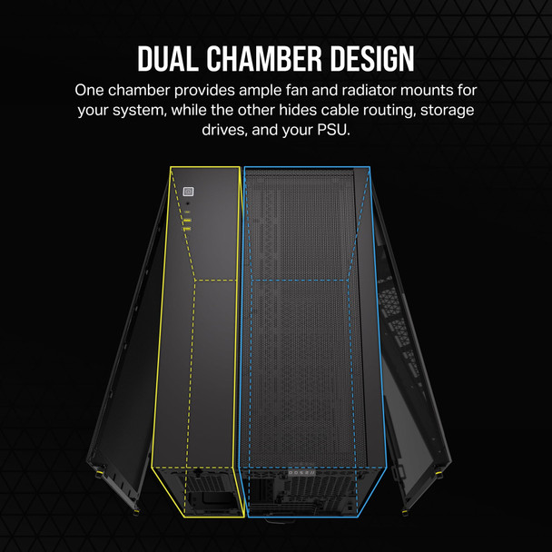 Corsair 2500D AIRFLOW Micro-ATX Dual-Chamber PC Case, Mesh Panels, Tempered Glass, Black - CC-9011263-WW – image 3