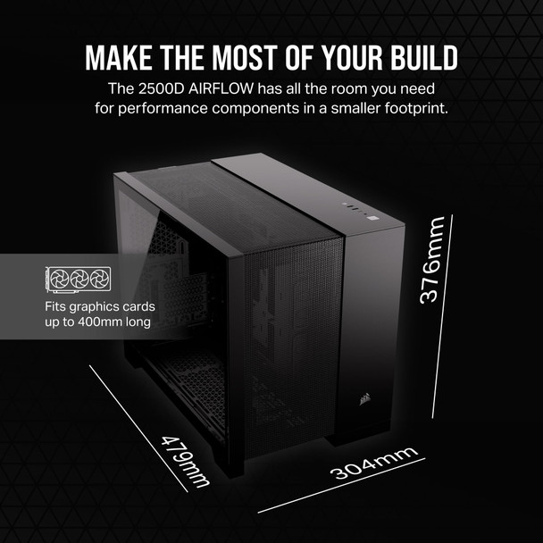 Corsair 2500D AIRFLOW Micro-ATX Dual-Chamber PC Case, Mesh Panels, Tempered Glass, Black - CC-9011263-WW – image 6