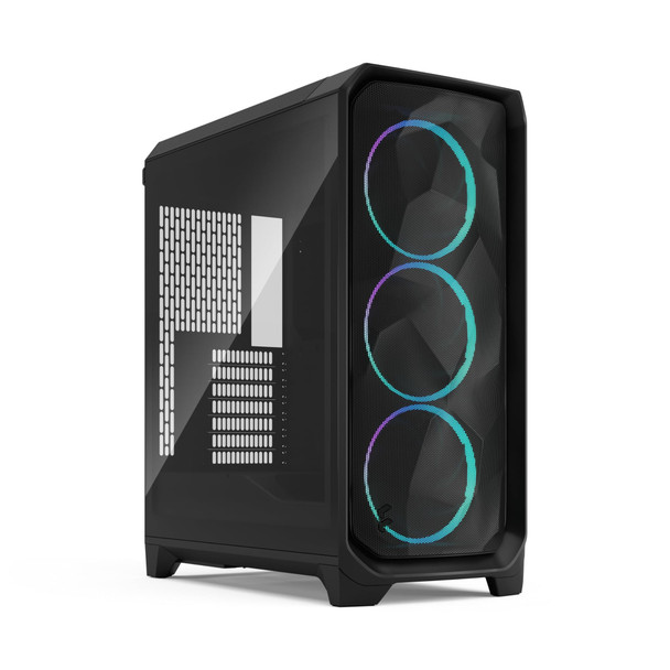 Fractal Design Meshify 3 RGB E-ATX PC Case, Light Tint Tempered Glass, 3x Momentum 14 ARGB Fans, Black - FD-C-MES3A-06