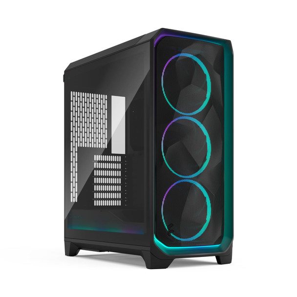 Fractal Design Meshify 3 Ambience Pro RGB E-ATX PC Case, Light Tint Glass, 3x Momentum 14 ARGB Fans, Black - FD-C-MES3A-03