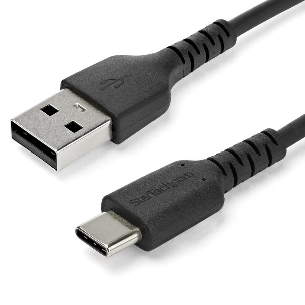 StarTech.com 2m USB-A to USB-C Charging Cable, Rugged Aramid Fibre, 3A, USB 2.0, Black - RUSB2AC2MB