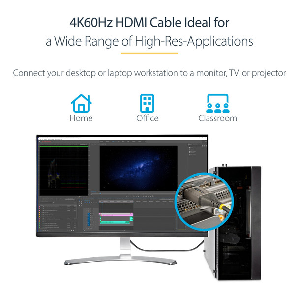 StarTech.com 1m Premium Certified HDMI 2.0 Cable, 4K 60Hz, HDR10, ARC, 18Gbps, with Ethernet - HDMMV1M – image 11