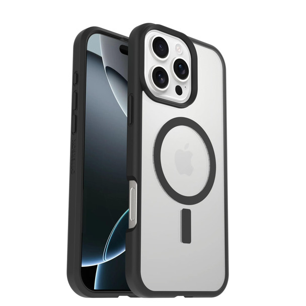 OtterBox React Series MagSafe Case for iPhone 16 Pro Max, Slim Drop Protection, Clear/Black - 77-96259