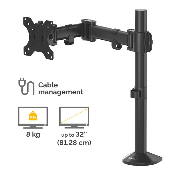 Fellowes Reflex Single Monitor Arm, Up to 32" & 8kg, VESA 75/100, Height & Depth Adjustable, Black - 8502501 – image 3