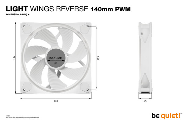 be quiet! Light Wings 140mm PWM Reverse ARGB Case Fan, Rifle Bearing, White - BL135 – image 6