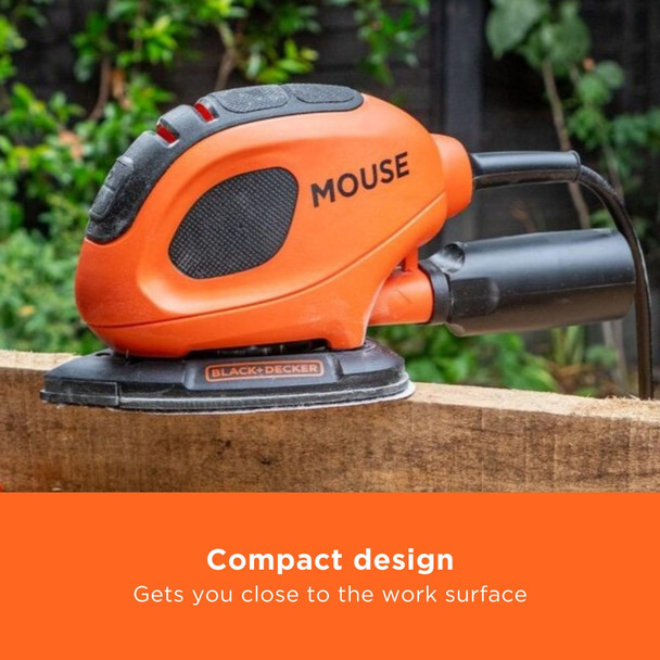 BLACK+DECKER Mouse 55W Detail Sander, 11,000 RPM, Dust Extraction, 6 Sheets - BEW230-GB – image 5