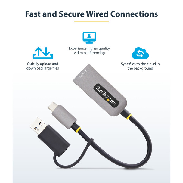 StarTech.com 2.5GbE USB-C to Ethernet Adapter with USB-A Converter, NBASE-T, 15cm Cable - U2GAUSBCENET – image 12
