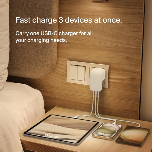 Belkin BoostCharge 67W 3-Port USB-C Wall Charger, PD 3.0 with PPS, White - WCC002MYWH – image 2