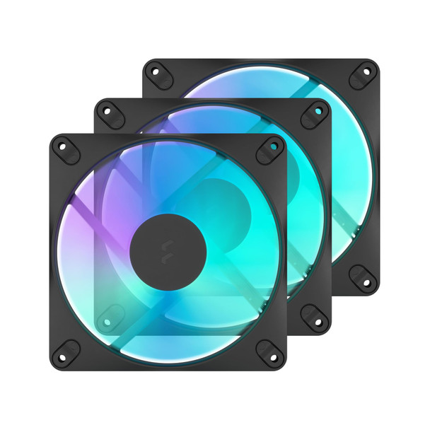 Fractal Design Dynamic 3 14 RGB 140mm PWM Fans, ARGB Gen 2, Rifle Bearing, 3-Pack, Black - FD-F-DR3-1403
