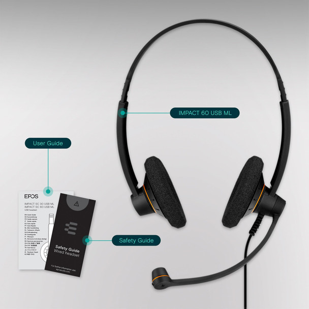 EPOS IMPACT SC 60 USB ML Double-Sided USB Headset with In-Line Call Control - 1000551 – image 4