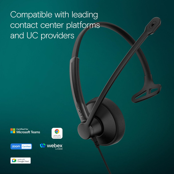 EPOS IMPACT 100 MS Mono USB-C Headset with USB-A Adapter, Microsoft Teams Certified - 1001419 – image 4