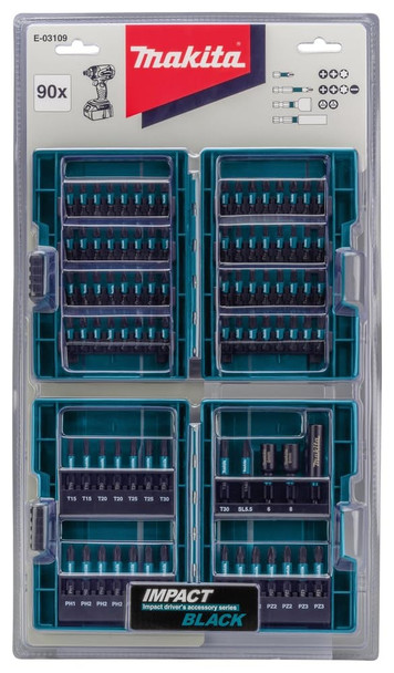 Makita 90-Piece Impact Black Screwdriver Bit Set, 25mm & 50mm Bits, 1/4" Hex - E-03109 – image 4