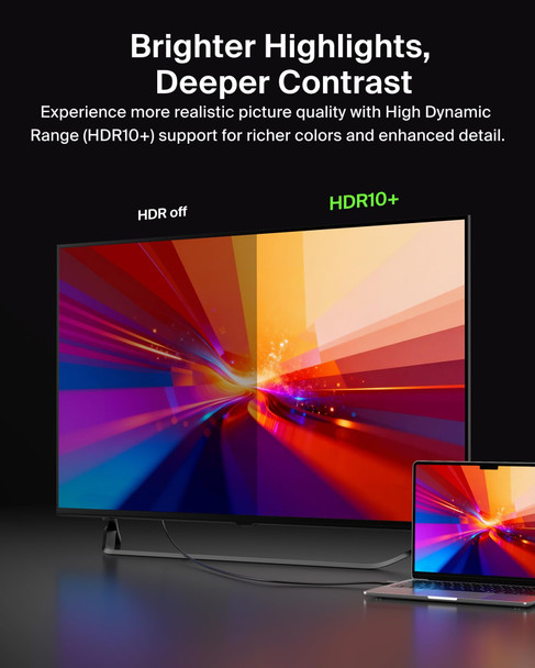 Belkin USB-C to HDMI 2.1 Cable, 2m, 8K 60Hz / 4K 144Hz, HDR10+, HBR3, DSC - AVC012BT2MBK – image 4