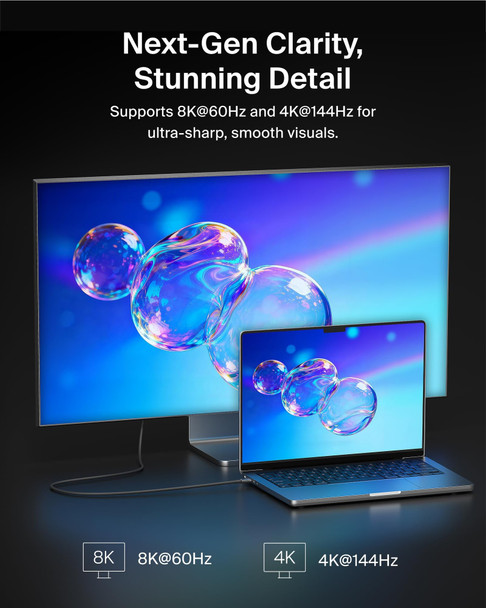 Belkin USB-C to HDMI 2.1 Cable, 2m, 8K 60Hz / 4K 144Hz, HDR10+, HBR3, DSC - AVC012BT2MBK – image 2