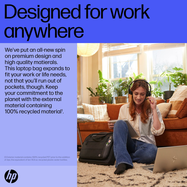 HP Renew Executive 16in Laptop Bag, Expandable, RFID Pocket, Recycled Materials, Black - 6B8Y2AA – image 4
