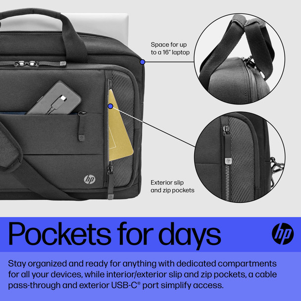 HP Renew Executive 16in Laptop Bag, Expandable, RFID Pocket, Recycled Materials, Black - 6B8Y2AA – image 6