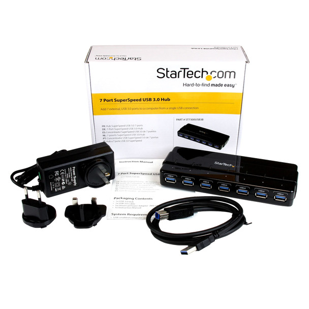 StarTech.com 7-Port USB 3.0 Hub, 5Gbps, Desktop, with Power Adapter, Black - ST7300USB3B – image 6
