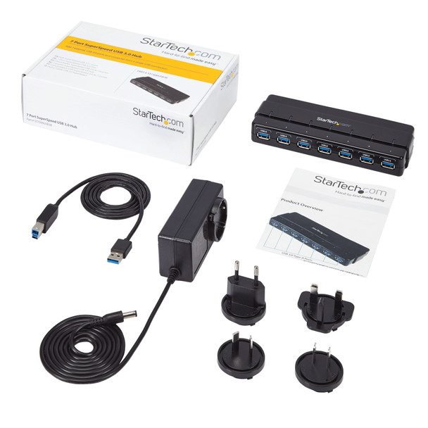 StarTech.com 7-Port USB 3.0 Hub, 5Gbps, Desktop, with Power Adapter, Black - ST7300USB3B – image 7