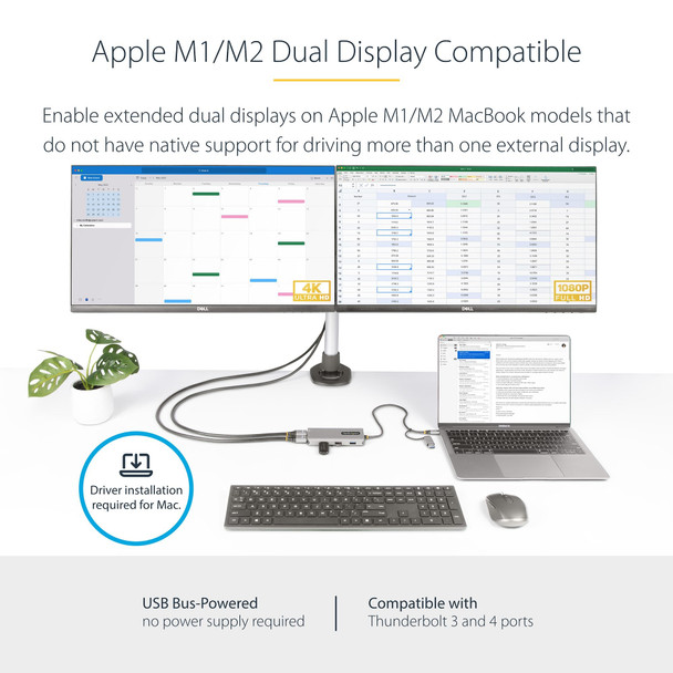 StarTech.com USB-C Multiport Adapter, Dual HDMI, 3x USB-A 5Gbps, USB-A Dongle, 40cm Cable - 167BUSBCMULTIPT – image 3