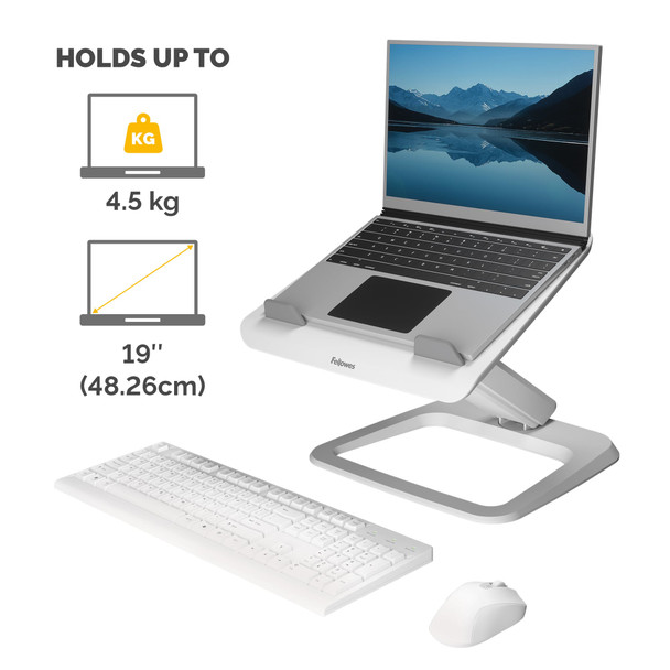 Fellowes Hana LT Adjustable Laptop Stand, up to 19" & 4.5kg, 10.2-40.6cm Height, White – image 3
