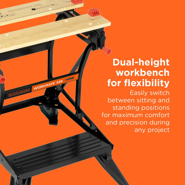 BLACK+DECKER Workmate 536 Dual-Height Folding Workbench, 250kg Max Load - WM536-XJ – image 3
