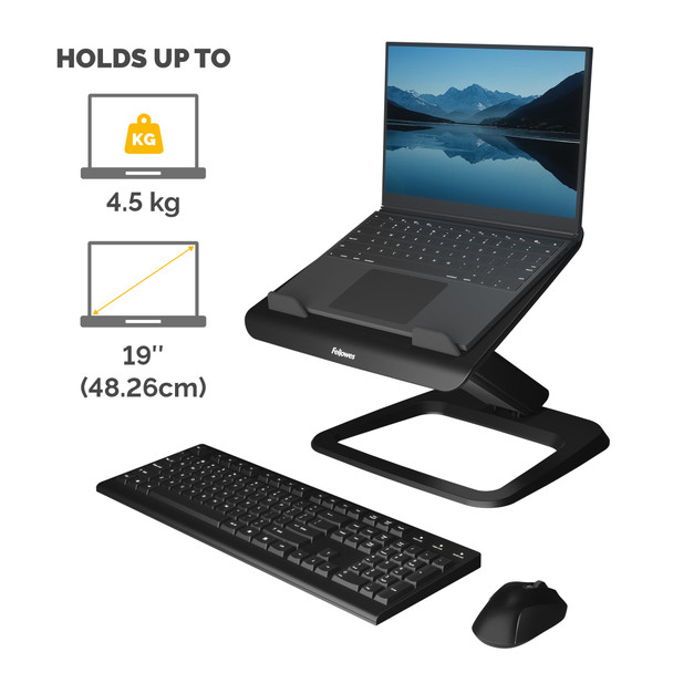 Fellowes Hana LT Adjustable Laptop Stand, up to 19" & 4.5kg, 10.2-40.6cm Height, Black – image 3