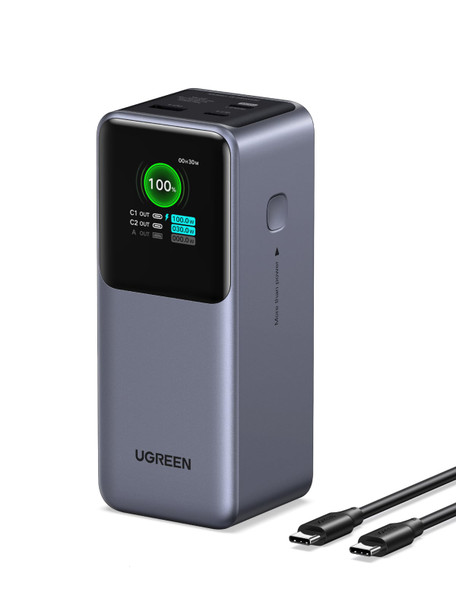 UGREEN Nexode 130W Power Bank, 20000mAh, 2x USB-C + 1x USB-A, Smart Display, Grey - 35524B – image 12