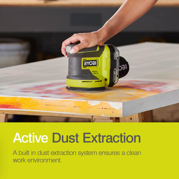 RYOBI 18V ONE+ Cordless 125mm Random Orbit Sander, Dust Extraction (Battery & Charger Not Included) - RROS18-0 – image 7