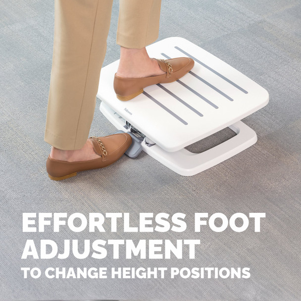 Fellowes Hana LT Ergonomic Under-Desk Foot Rest, 2 Height Settings, Tilting Platform, White – image 6