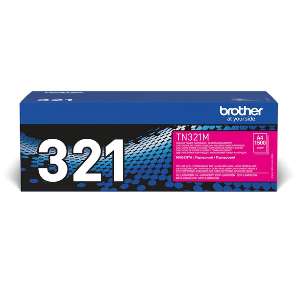Brother TN-321M Genuine Magenta Toner Cartridge, 1,500 Pages - TN321M