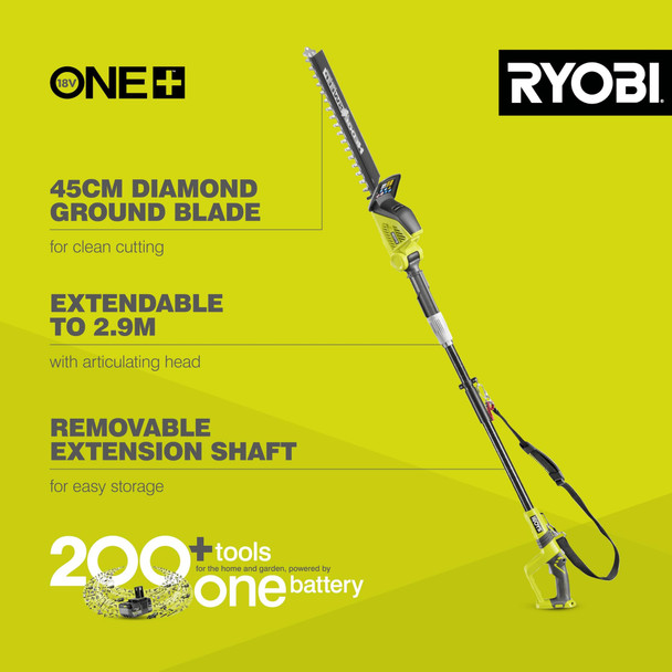 RYOBI 18V ONE+ Cordless Pole Hedge Trimmer, 45cm Blade, 2.9m Reach (Battery & Charger Not Included) - OPT1845 – image 3