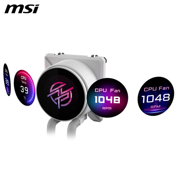MSI MPG CORELIQUID P22 360 White AIO CPU Liquid Cooler, 2.1" LCD, 3x 120mm ARGB Fans – image 5
