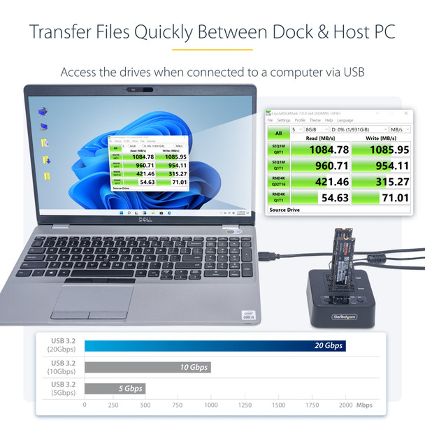 StarTech.com 1:1 Standalone M.2 NVMe Duplicator & Dock, Up to 90GB/min, USB 3.2 20Gbps - M2HDDDPLICATRN1 – image 12
