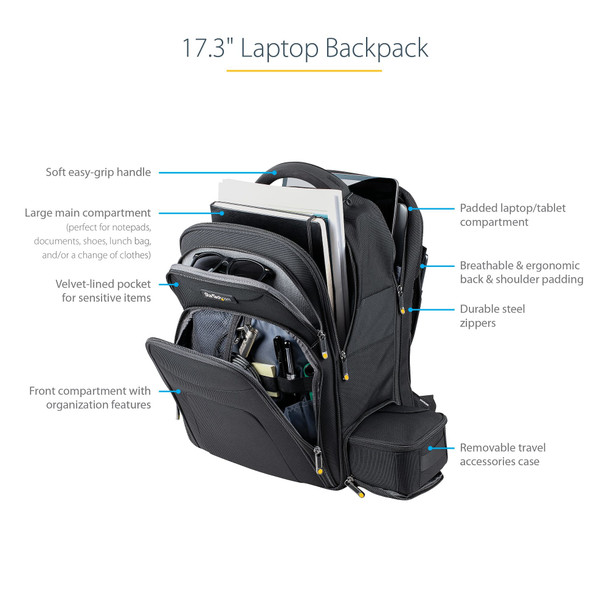 StarTech.com 17.3" Laptop Backpack with Removable Accessory Case, Ballistic Nylon, Black - NTBKBAG173 – image 12
