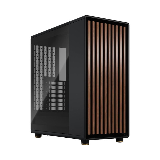 Fractal Design North Charcoal Black ATX Mid Tower Case, Walnut Front, Dark Tinted Glass, 2 x 140mm Fans - FD-C-NOR1C-02