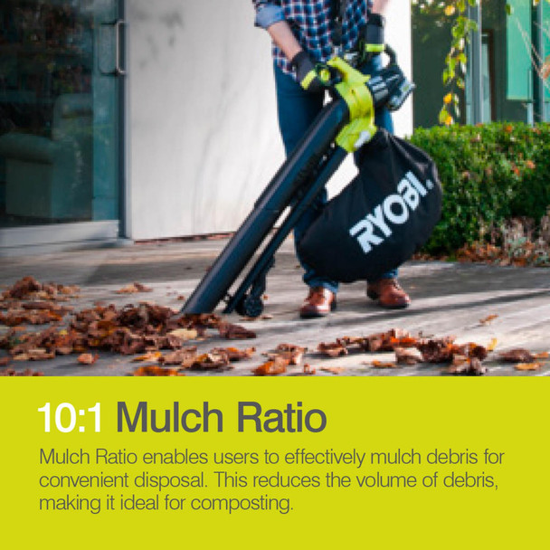 RYOBI 18V ONE+ Brushless Cordless Blower Vac, 10:1 Mulching, 35L Bag (Battery & Charger Not Included) - OBV18 – image 8