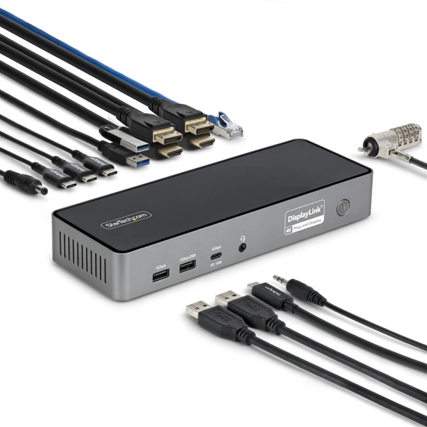 StarTech.com Triple-Monitor USB-C Dock, 140W Power Delivery, 4K 60Hz HDMI/DisplayPort, 2.5GbE - DK30C2DPEPRUE