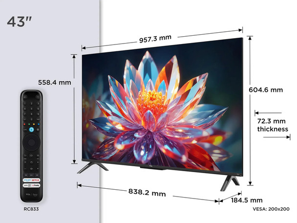 TCL 43T6C 43" QLED 4K HDR Smart Fire TV, Dolby Vision & Atmos, HDR10+, Game Master - 43T6C-UK – image 2