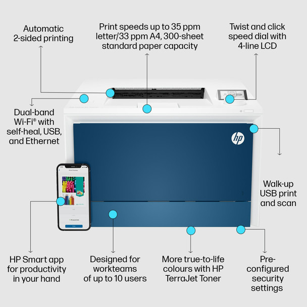 HP Color LaserJet Pro 4202dw Wireless A4 Colour Laser Printer, 33ppm, Duplex - 4RA88F#B19 – image 9