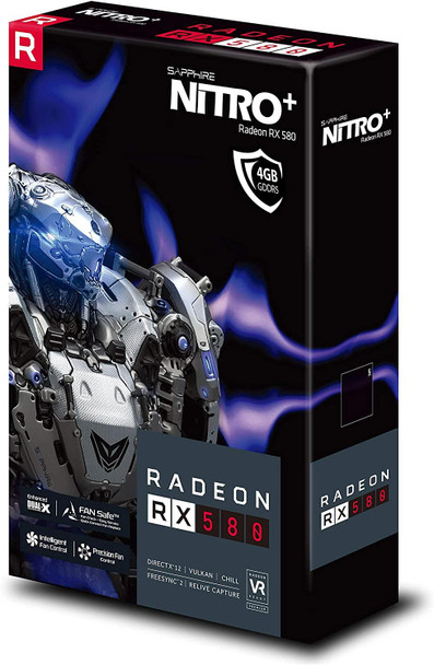 Sapphire AMD Radeon RX 580 4GB NITRO+ Graphics Card, DVI-D, HDMI, DisplayPort
