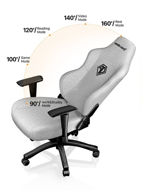 AndaSeat Phantom 3 Premium Gaming Chair, Size XL, Grey Linen Fabric, Head & Lumbar Pillows - 18XL52GF – image 5
